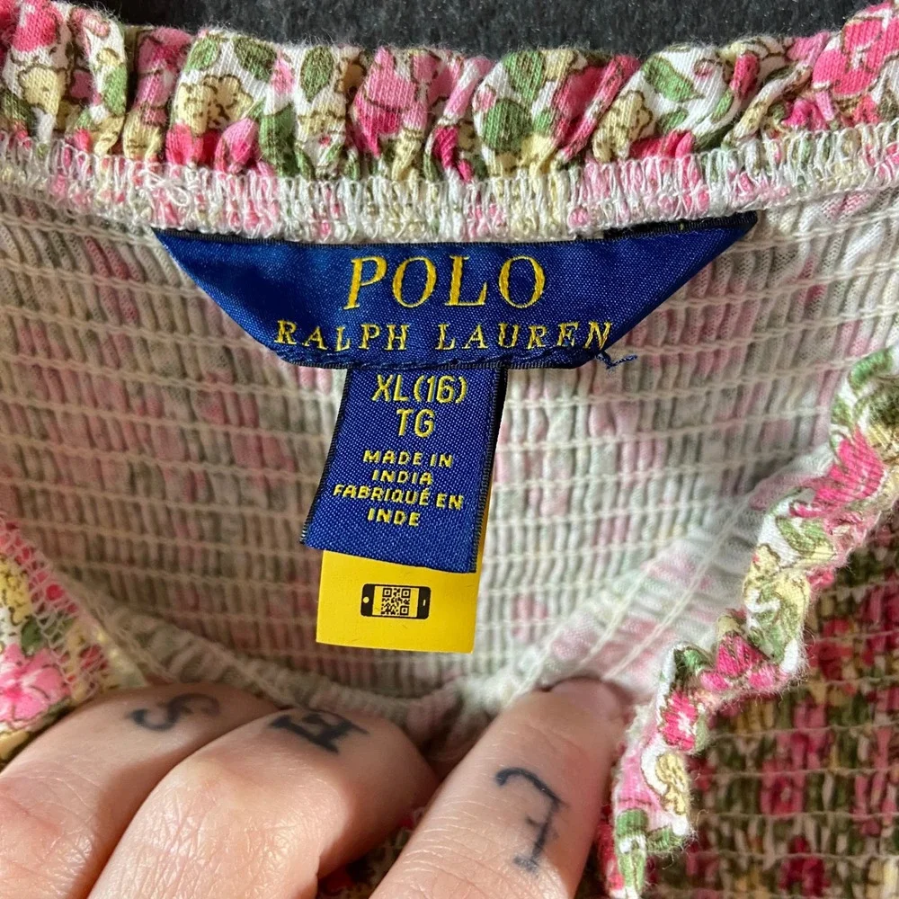Polo Ralph Lauren Girls dress xl 16 Floral Smocked Tiered Cotton cottagecore
